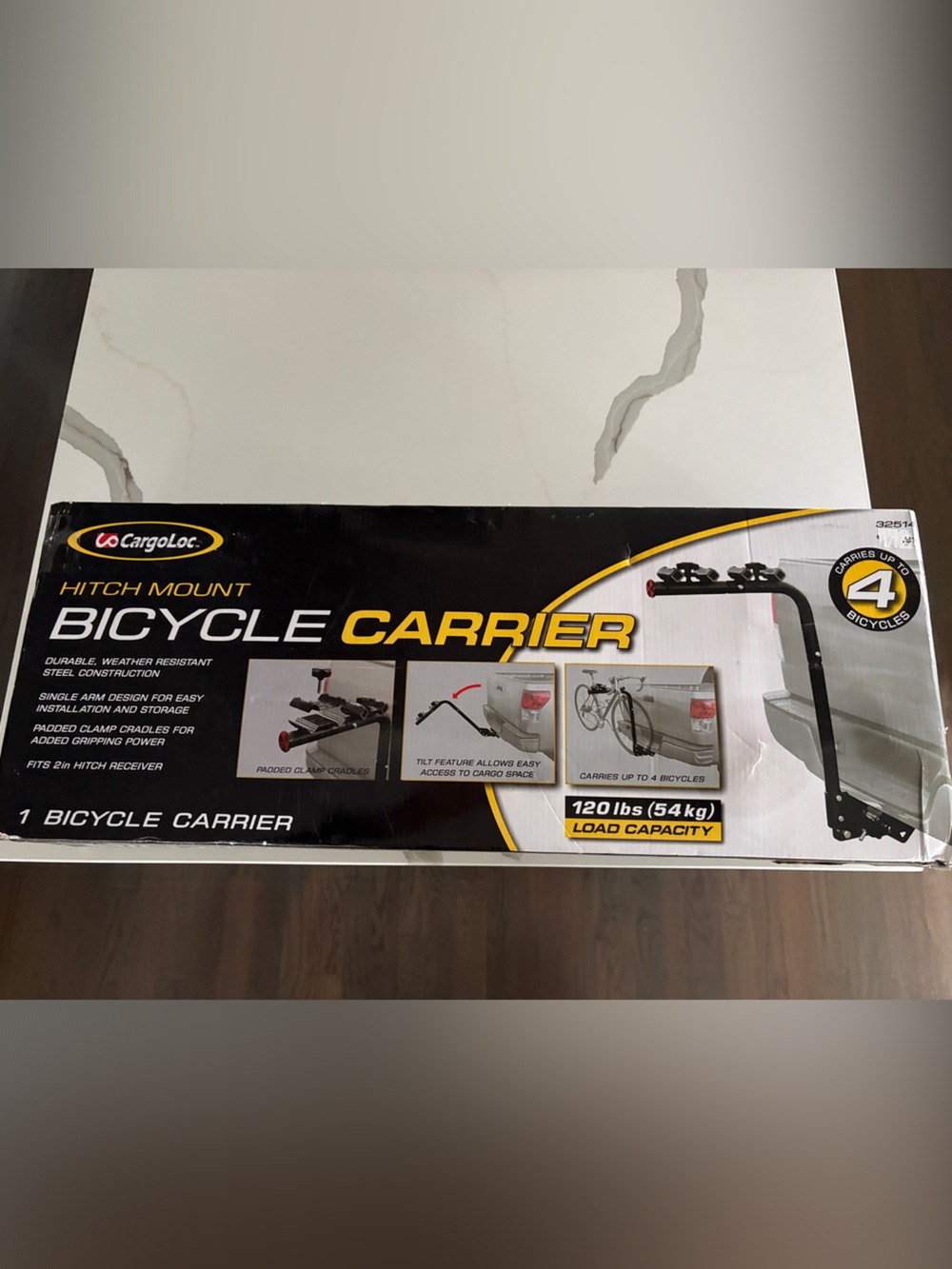 CargoLoc Black Hitch-Mount Bicycle Carrier - Holds 4 Bicycles